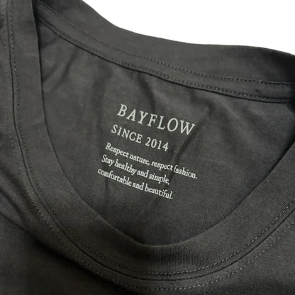 Leox Hub BAYFLOW Japan Bright Future slogan t-shirt in soft rayon-blend fabric featuring chest graphic print