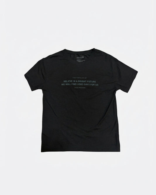 Leox Hub BAYFLOW Japan Bright Future slogan t-shirt in soft rayon-blend fabric featuring chest graphic print