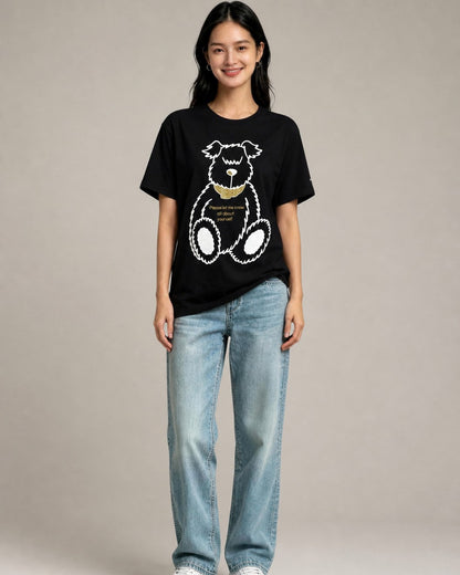 Leox Hub cute puppy graphic t-shirt featuring adorable dog portrait illustration print