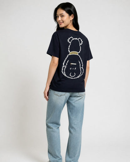 Leox Hub cute puppy graphic t-shirt featuring adorable dog portrait illustration print