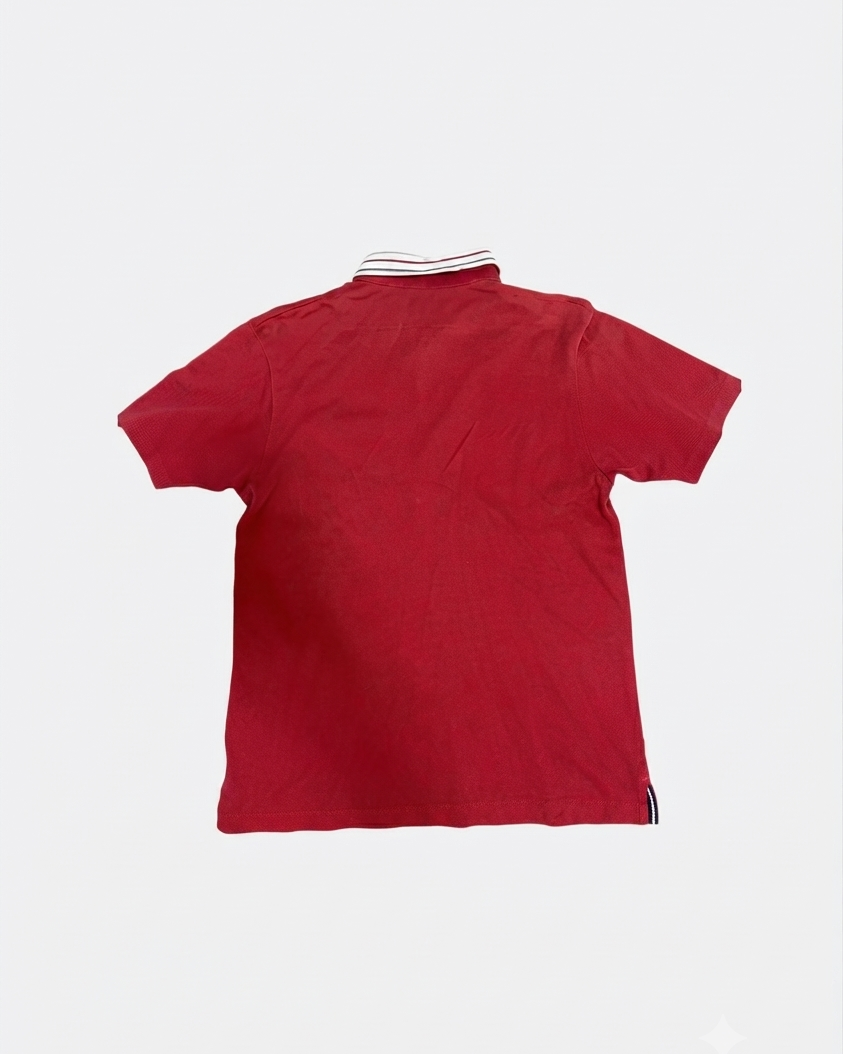 Leox Hub vintage J.PRESS red polo shirt featuring striped collar detail