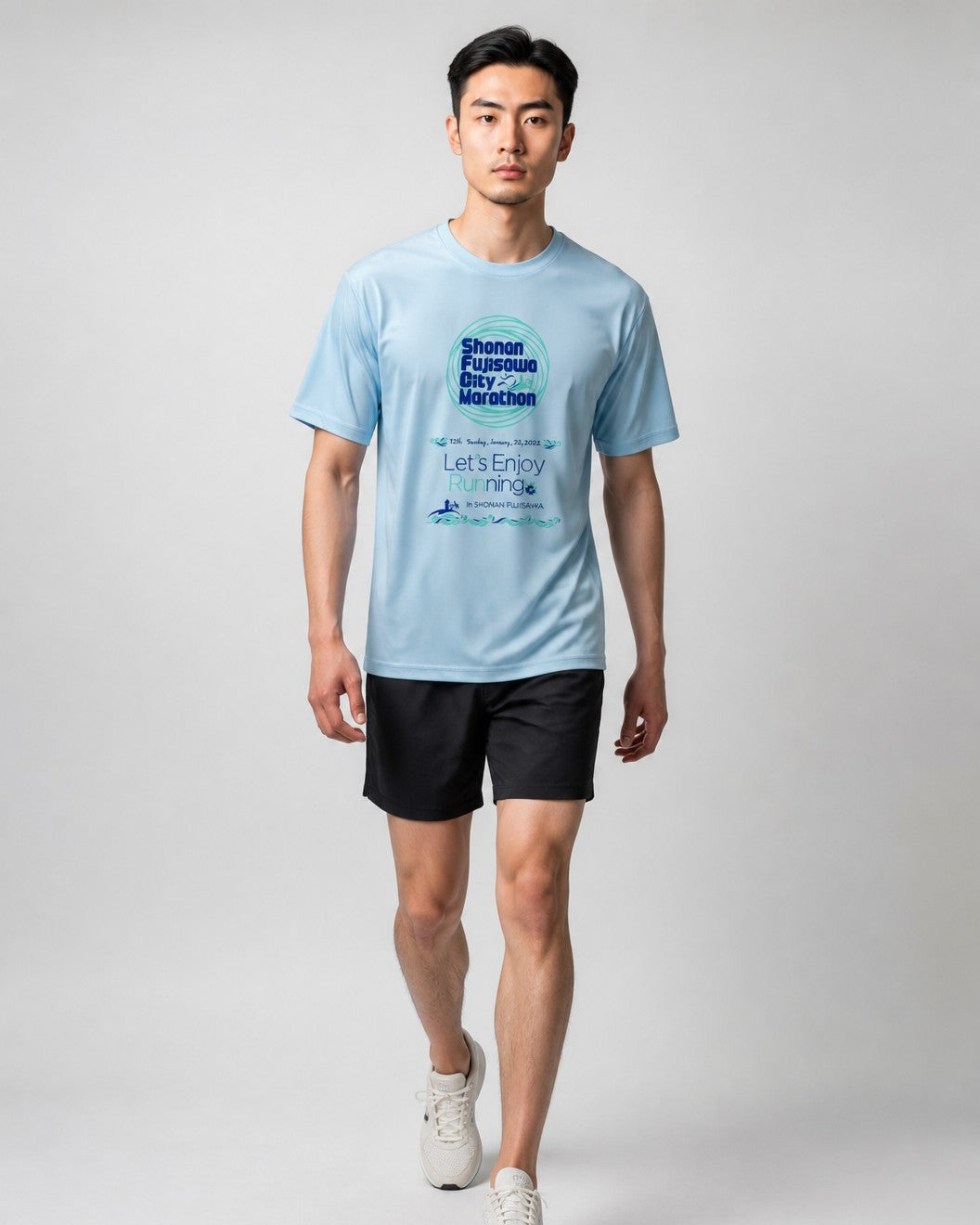 Leox Hub Shonan Fujisawa City Marathon event t-shirt featuring runner graphic