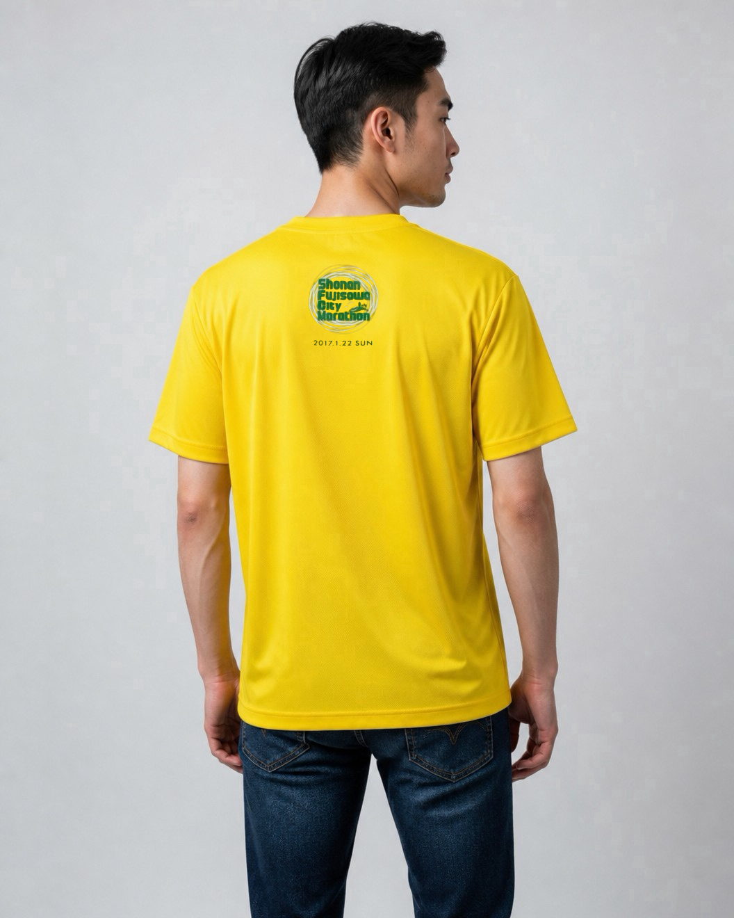 Leox Hub Shonan Fujisawa City Marathon event t-shirt featuring runner graphic and Japanese event typography