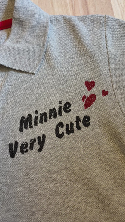 Disney Minnie Mouse Graphic Polo Shirt｜Grey